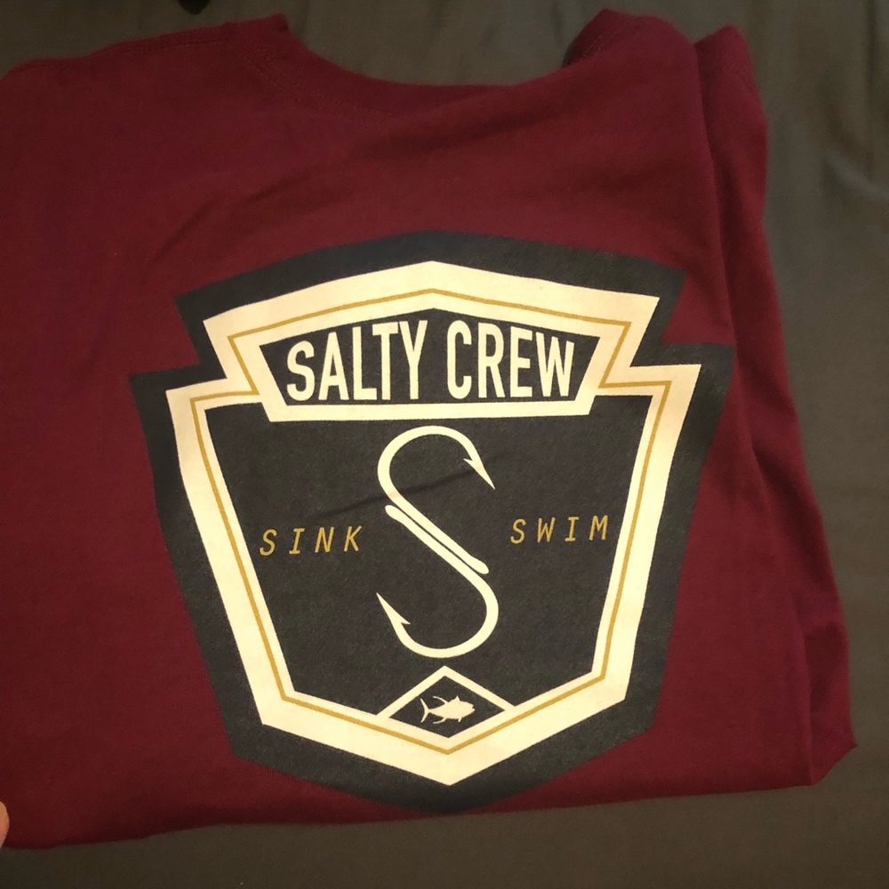 Maroon Salty Crew long sleeve graphic t shirt